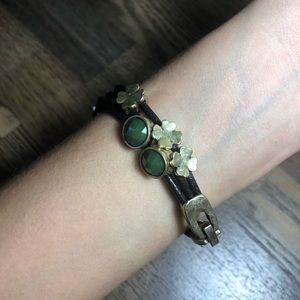 Lucky Brand Leather and Gold Like Charms Bracelet